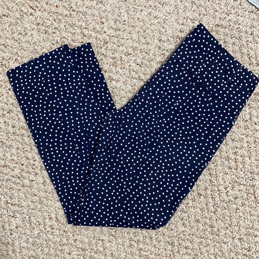 GAP Slim Cropped Navy Polka Dot Cotton Pant Sz 2